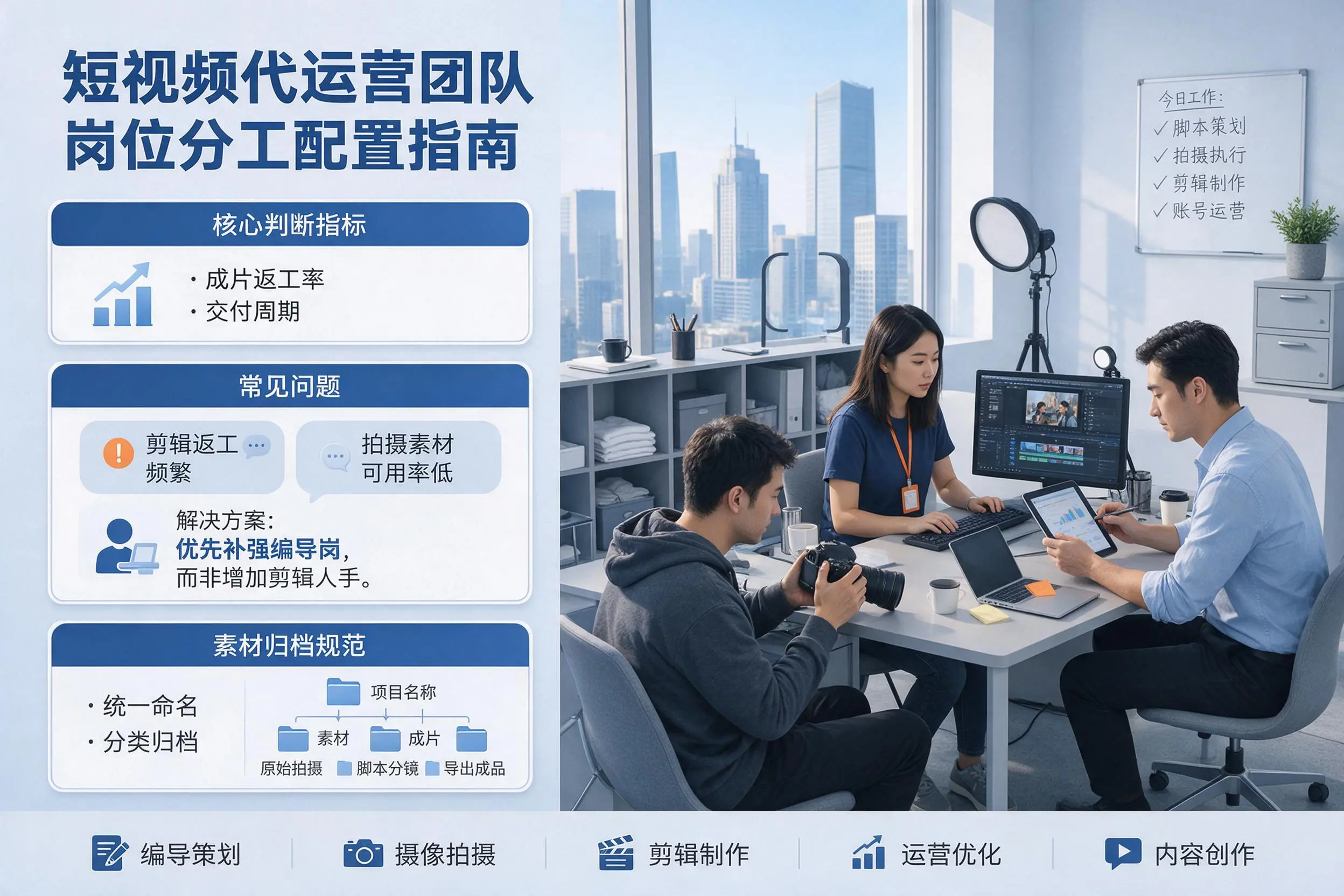 短视频代运营团队如何配置?威海企业岗位分工科普说明